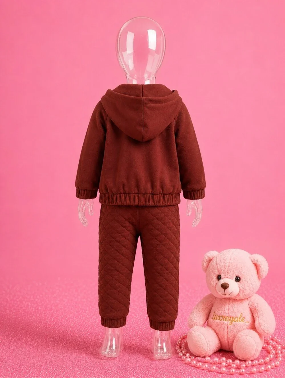 Garanimals Maroon Hooded Jacket & Quilted Jogger Set 12M Baby Unisex 2 Piece